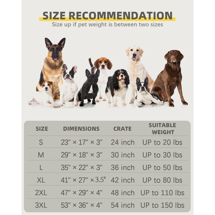 Ортопедичне собаче ліжко для великих собак, вологостійке, знімний та пральний чохол, антиковзаюча підкладка, стеганий матрац для переноски, 119 x 73 см, Колір: Коричневий