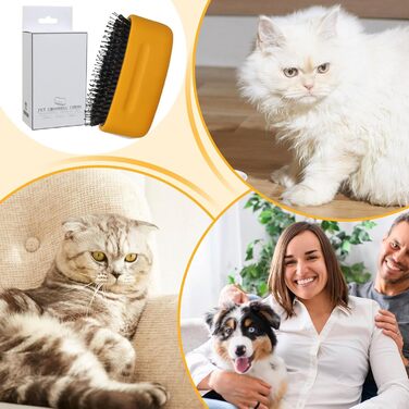 Щітка для котів для видалення шерсті – гребінець для видалення шерсті у котів, аксесуари для домашніх тварин для довгошерстих порід, цуценят, кошенят, щоденний догляд за шерстю, для використання на вулиці, ветеринари, професійна біла (жовта)