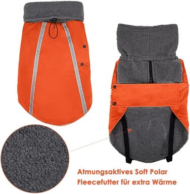 Зимова куртка для собак SlowTon з нашийником-гетром, світловідбиваючими смугами, регулюванням, водонепроникна, вітронепроникна, для цуценят, м'яка, червона, розмір L+