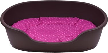 Корзина для собак Adena, 71 x 48 см, коричнева + подушка з принтами, 71 x 48 x 22 см