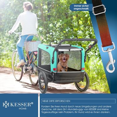 KESSER® Візок-причіп для собак Boxer 3в1: візок для прогулянок, бігу та велосипедний причіп, великий об’єм 240 л, амортизований, міцна тканина 600D Oxford, система SmartSpace, навантаження до 40 кг, з підстаканником