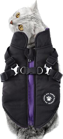 Зимовий теплий нашийник-манжет для собак, чорний, розмір Small: флісова куртка, водонепроникний, утеплений, для цуценят та собак середніх та великих порід