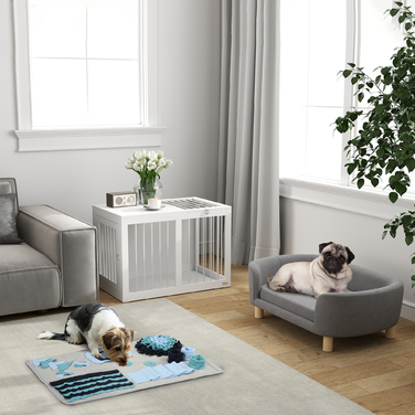 PawHut Dog Cage Клітка для середніх собак 80 x 50 x 56.5 см з дверима та функцією транспортування в білому кольорі