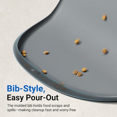 Килимок для годування домашніх тварин DownyPaws: антиковзаючий, вологостійкий, з високим бортиком, 61x43 см, сірий