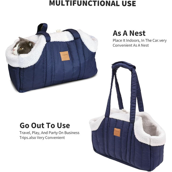 PETCUTE Сумка-переноска для собак і котів, чорна, з карабіном, складна, для маленьких тварин