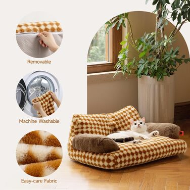 М'яке ліжко для котів і собак MEWOOFUN, флісове, нековзке, пране, 66x48 см, коричневе