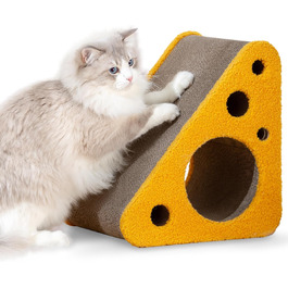 Котячий кігтеточка Pet JoJo для дому, 360° обертова, преміум картон, з дизайном сиру та кількома кутами для дряпання