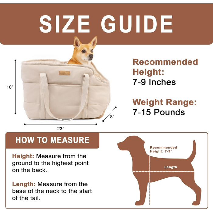 NoblePup Сумка-переноска для тварин, м'яка, плюшева, з надійним кріпленням, легка, для маленьких собак та цуценят, кремового кольору