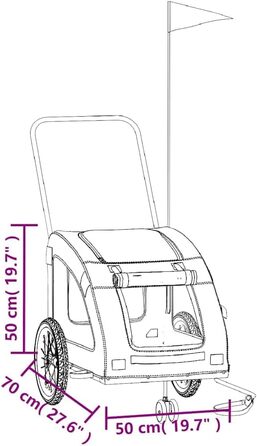 Фургон для собак VidaXL - червоний, 45 кг, Oxford-Gewebe, з прапором та відбивачами
