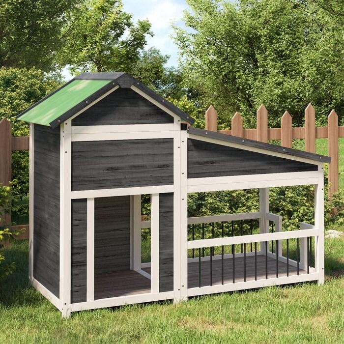 vidaXL Будка для собаки сіра 143x60,5x109 см масив сосни