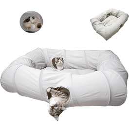 Туннель для котів Ernan: складаний ігровий тунель для кошенят, цуценят та кроликів (білий/сірий)