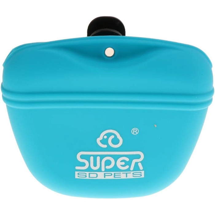 Сумка для дресирування собак з силікону, блакитна. Зручна для винагороди та перенесення ласощів. З кріпленням на ремінь. 3 кольори на вибір.