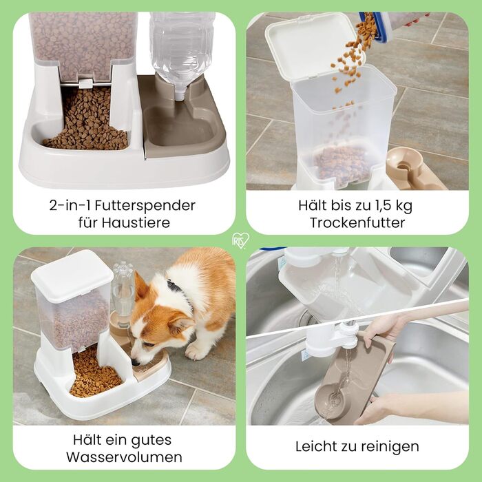 Підвищена годівниця для собак Iris Ohyama PEF-L, 2 шт. у наборі, розкладні, для здорового травлення, L29 x B57 x H31 см