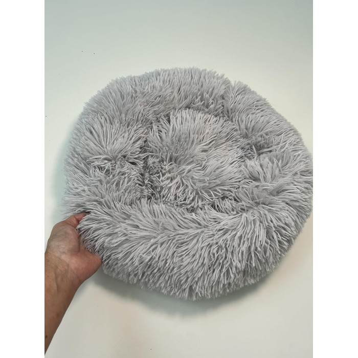 М'яке ліжко для собак та котів Donut, кругле, світло-сіре, Ø 40 см, з плюшу, миється, не слизьке