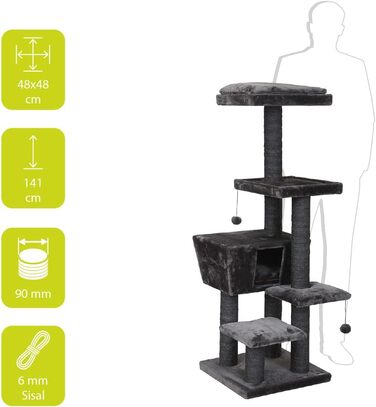 Дряпка для котів Europet Bernina Trend North Dakota, 48x48x141 см, сіра