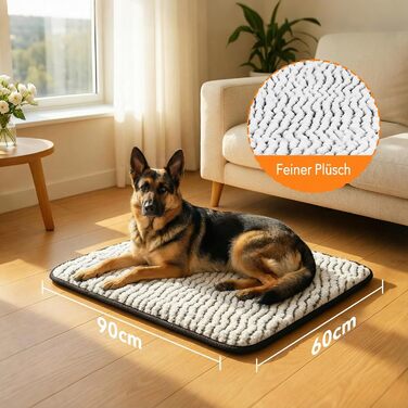 Самогріюча ковдра для собак: 60x90 см, плюшева, без кабелю, тепла та м'яка, миється, не слизька. Підходить для собак та котів, для дому та вулиці. Розміри: 60x90x2 см
