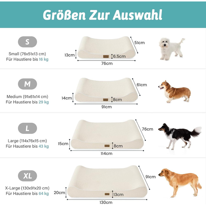 Лежанка для собак, 90x60x13 см, з високим бортиком - ортопедичний лежак для собак з корисного, водовідштовхувального та неслизького матеріалу у формі човна, підходить для собак до 29 кг, бежевий колір, розмір M