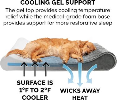 Холодне ліжко для собак Furhaven з гелевим наповнювачем, розмір L, сірий, знімний, washable cover, для собак до 17,2 кг, Minky Plüsch & Samt, Luxe-Liegestuhl-Matratze