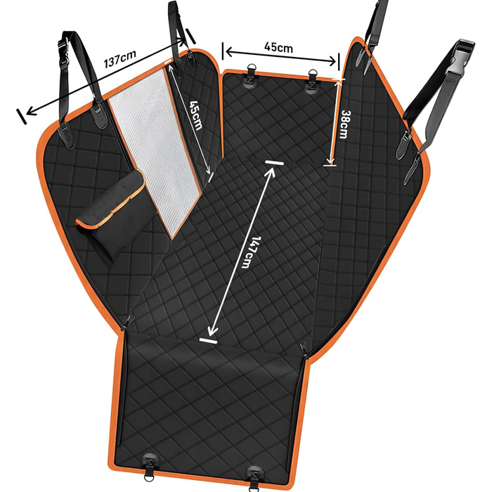 Захист для заднього сидіння автомобіля від собак: водовідштовхувальний, антицарапинний, з боковими захистами та оглядовим вікном