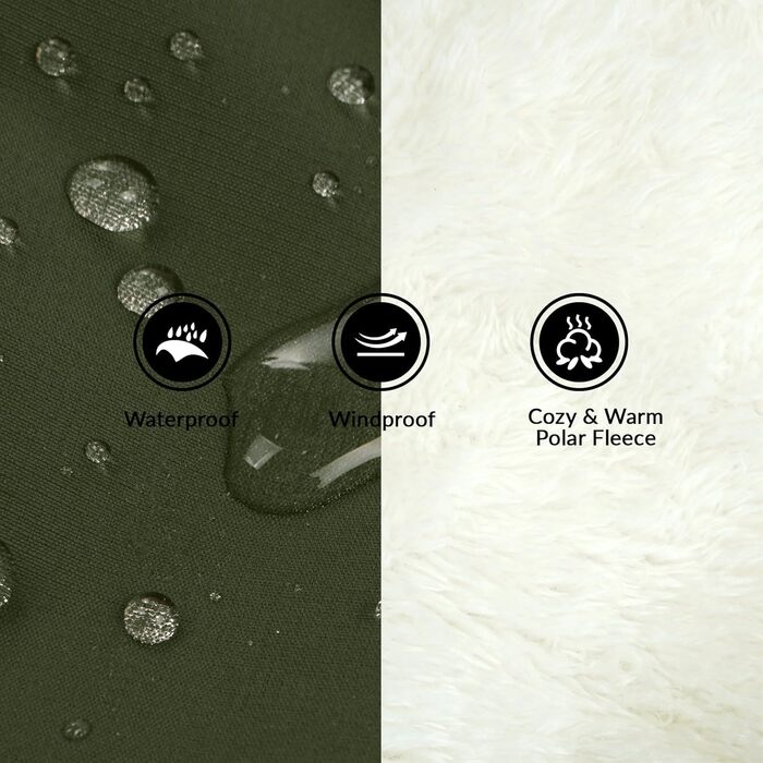 Тепла флісова куртка для собак великих порід, зимова водонепроникна куртка для собак, теплий одяг для собак, військово-зелений (XL)