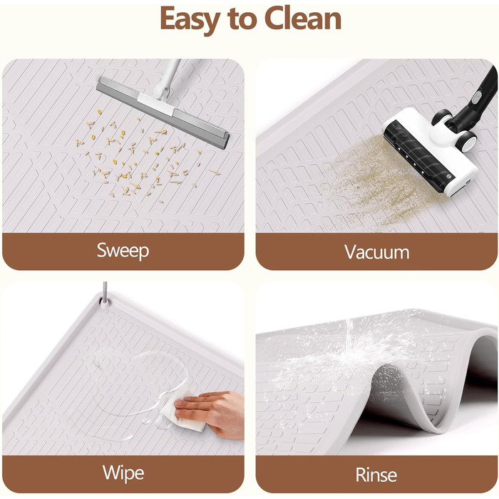 Килимок для котячого туалету Bartuke з іграшкою-м'ячиком, 86 x 56 см, силіконовий, контролює розсипання, м'який для лапок, легко миється (Білий)