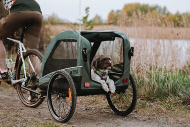 Причіп для велосипеда PETRIVE Active ONE для собак та котів до 40 кг, світло-зелений (темно-зелений)