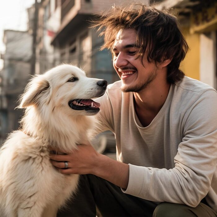Ліжко для собак Oaza з бортиками, м'яке, текстильне, прямокутне (80x70 см), колір бежевий