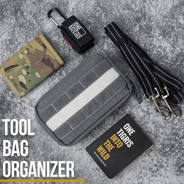 Futterbeutel для собак OneTigris 2 шт., великий MOLLE, світловідбиваючі смуги, для тренувань, прогулянок, тактичне спорядження, зелений (сірий)