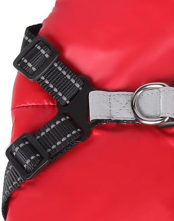 Водонепроникна куртка для собак 2-в-1 зі вбудованим шлейкою – відбиваюча зимова куртка для маленьких, середніх та великих собак, червона L