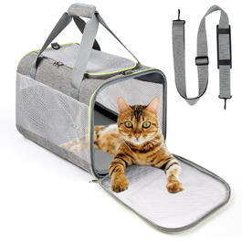 Транспортний бокс для котів Lannvan, до 6,5 кг, складний, з підстилкою, для собак та котів, дихаючий, для подорожей, авто, до ветеринара (45x30x30 см, сірий)