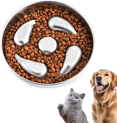 Миска для собак зі нержавіючої сталі, Slow Feeder, Ø 21 см, протиковзна, для повільного годування, проти запобігання поглинання, для полегшення травлення, проти газоутворення, колір 1