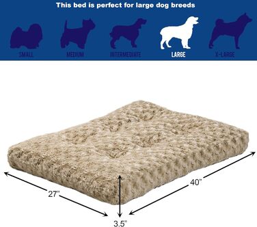М'яке ліжко для домашніх тварин Midwest Homes for Pets QuietTime Deluxe Mocha Ombre Swirl, розмір M/L, машинне прання, антиковзаюча підкладка, для кліток 91 см (Мокко, 99 x 65 x 9 см)