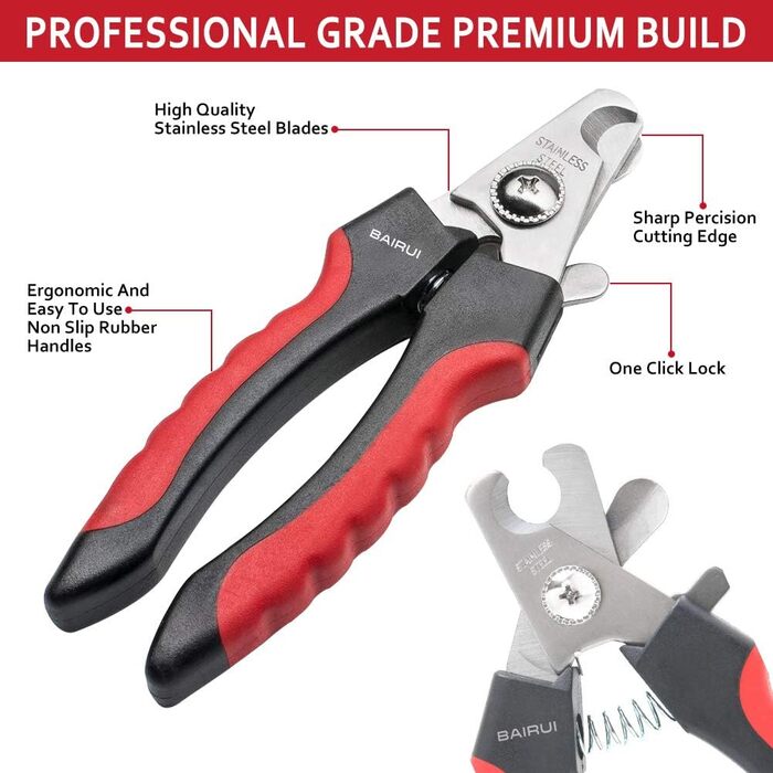Професійний кусачки для нігтів собак та котів BAIRUI з пилочкою (червоний)