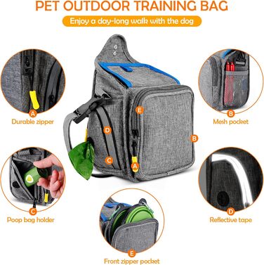 Сумка для ласощів для собак ALLSOPETS з інтегрованим диспенсером для відходів та декількома кишенями, біла