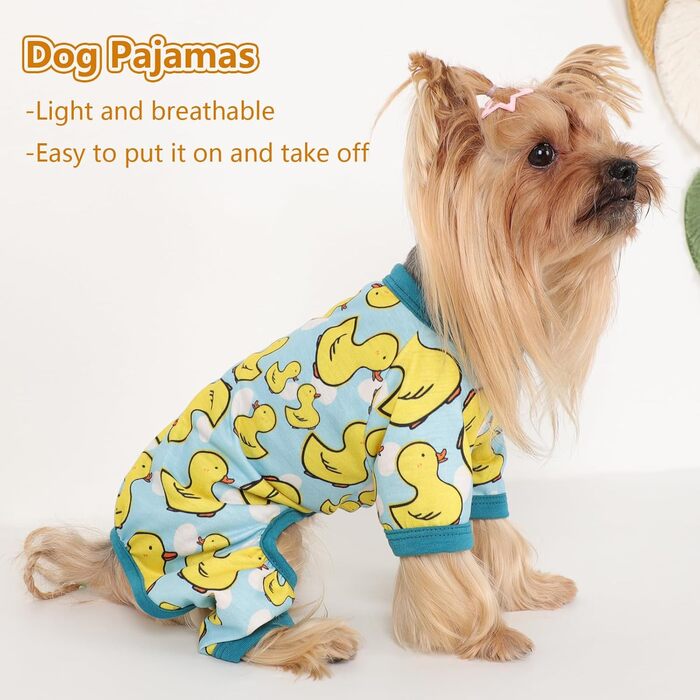 Жовтий комплект піжами для собак, теплий та літній одяг для маленьких собак, цуценят, котів. М'який, еластичний, комплект для домашніх тварин (Small)