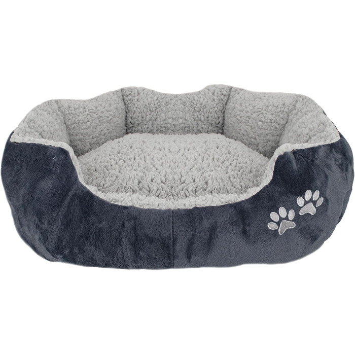 М'яке та пухнасте ліжко для собак та котів 70x64x18 см - зручне спальне місце з високим бортиком, антиковзким дном, легко миється. Міцне ліжко для тварин сірого кольору (сірий/графіт)