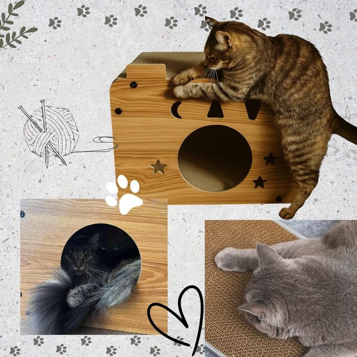 Дім-кіготник для котів Stars Klein - екологічні меблі з картону, легкі, стабільні, компактні. Ідеально для маленьких квартир та котів будь-якого віку