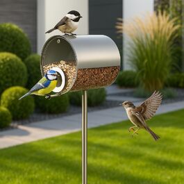 Годівниця для птахів MeLiTec з нержавіючої сталі, стояча, 150 см, 14x14 см