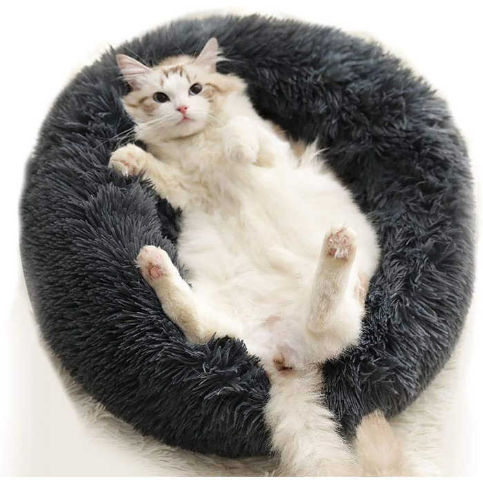 Розкішне собаче ліжко з піднятим бортиком, подушка для домашніх тварин зі знімним чохлом, для собак маленьких, середніх та великих порід, розмір L (S-50см, темно-сірий)