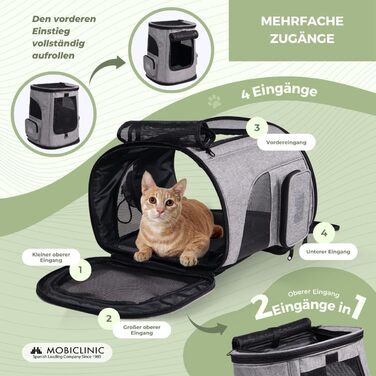 Mobiclinic® Pets: Сучасна переноска-рюкзак для котів та собак, 30x25x40 см, Thor, складна, з сіткою, аксесуари, подвійний хват, регульована