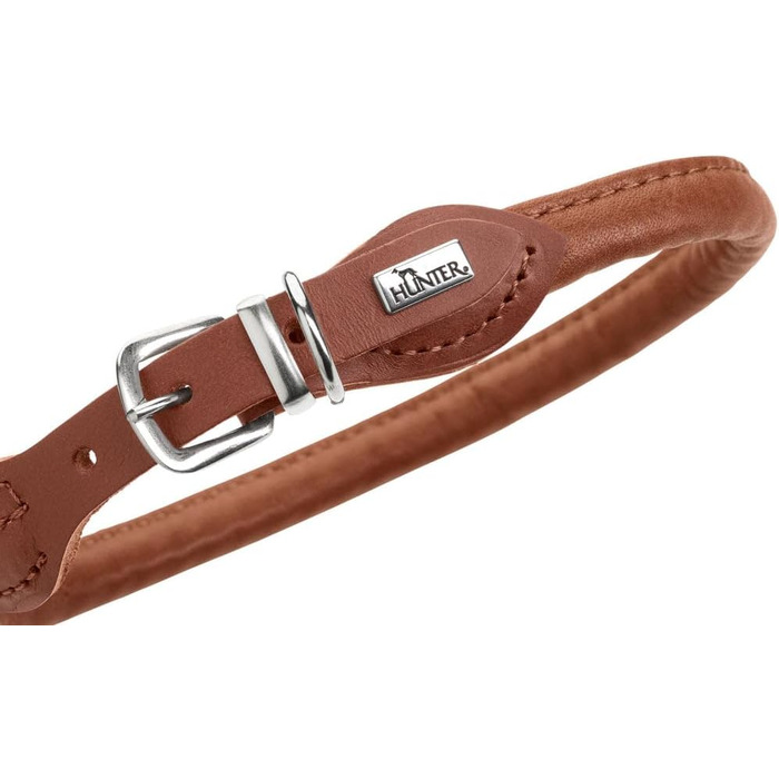 Шкіряний нашийник для собак HUNTER Round & Soft Canadian UP, колір коньячний, 55 см