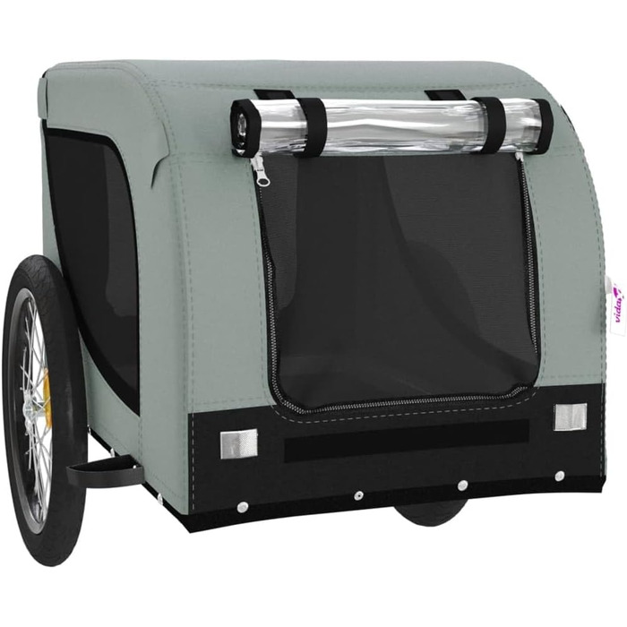 Причіп для велосипеда, переноска для собак та домашніх тварин (136x69x73,5 см, сірий та чорний)