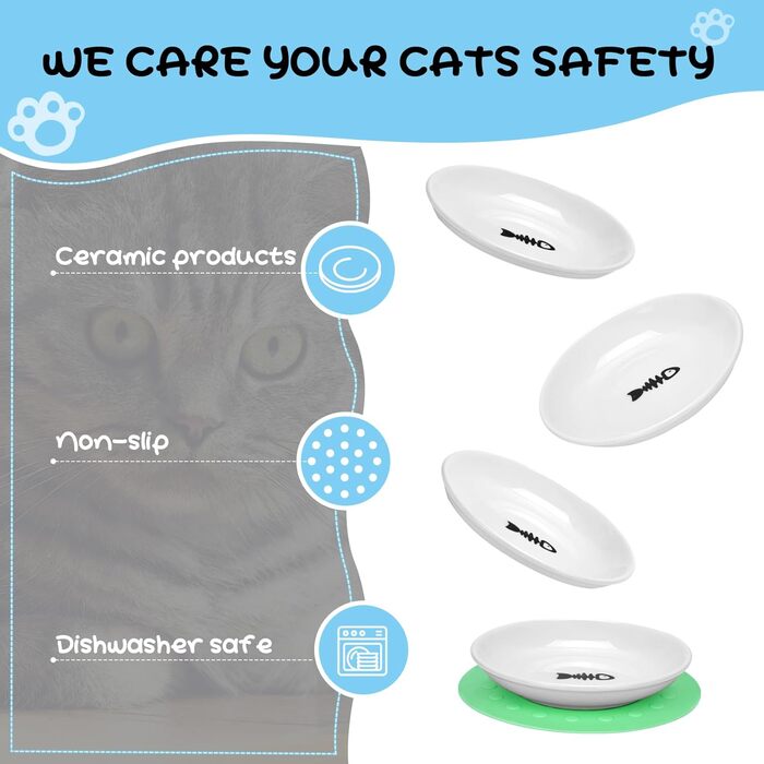 Набір мисок для котів з кераміки (3 шт.) з антиковзними килимками - Katzennapf