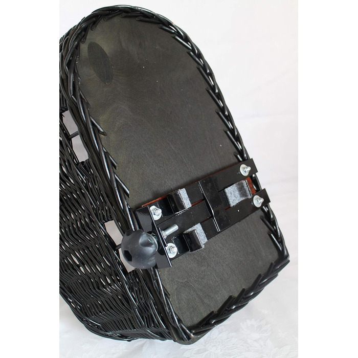 Кошик для велосипеда для перевезення багажу з ротангу з металевою сіткою та подушкою, чорного кольору