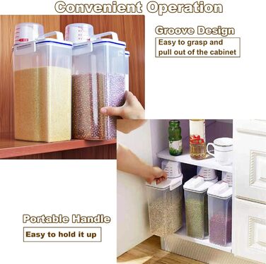 Контейнер для корму для собак MUXHEL, 4 шт., об'єм 2 л, з мірним стаканчиком, зручне зберігання корму для тварин