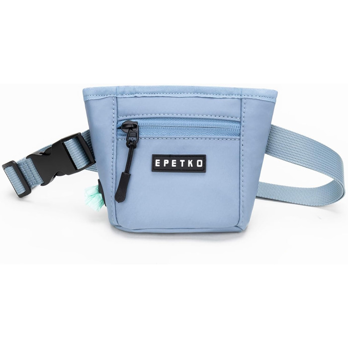 Сумка для ласощів для собак з металевим кліпом для пояса, міцна застібка-магніт, велика місткість, диспенсер для пакетів для вигулу (Світло-блакитний)