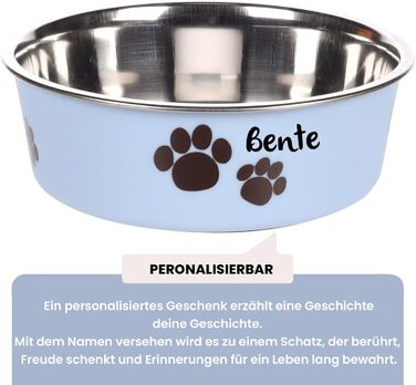 Миска для собак з нержавіючої сталі Petslino Hellblau XL, 2200 мл, з гравіюванням, антиковзаюча, для великих собак