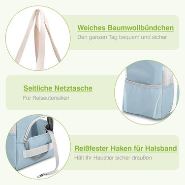 М'яка переноска для собак та котів ALLSOPETS, складана, дихаюча, з поводком, легка, для подорожей, до ветеринара, на вулицю (небесно-блакитний)