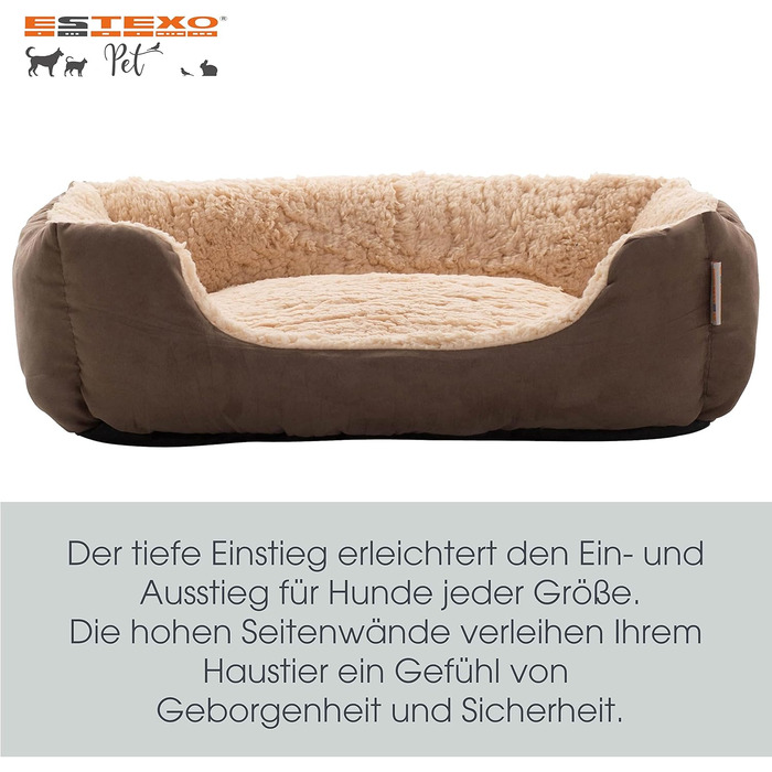 Крісло-ліжко для собак ESTEXO, м'яке, 75x60x19 см, коричневий/бежевий