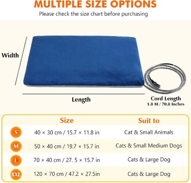 Електричний килимок для домашніх тварин Pecute - нагрівальний килимок для собак і котів з постійною температурою (M, 40x50 см)